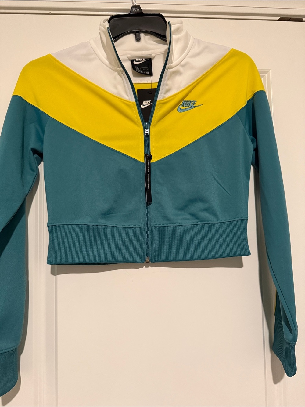 Nike Teal, Yellow & White Cropped Zip Track Jacket
